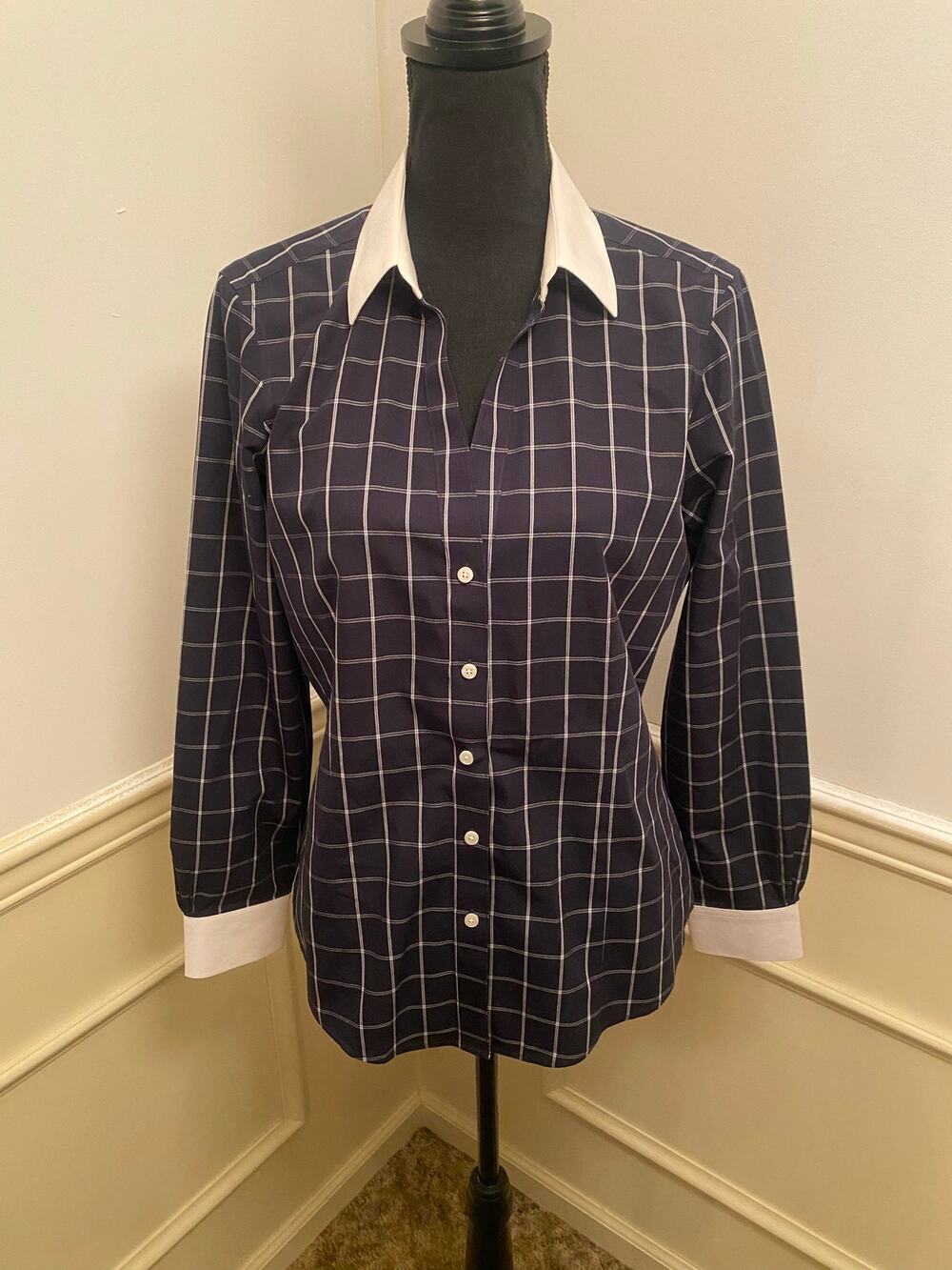 Brooks Brothers 1818 Women's Fitted Non-Iron Windowpane Plaid Button-Down Shirt